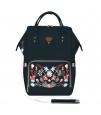 Sunveno Diaper Bag with USB - Black Embroidery